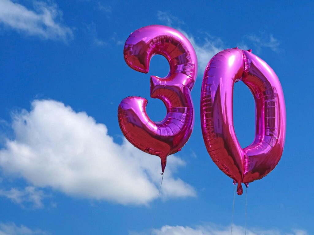 Ballonnen met de cijfers 30